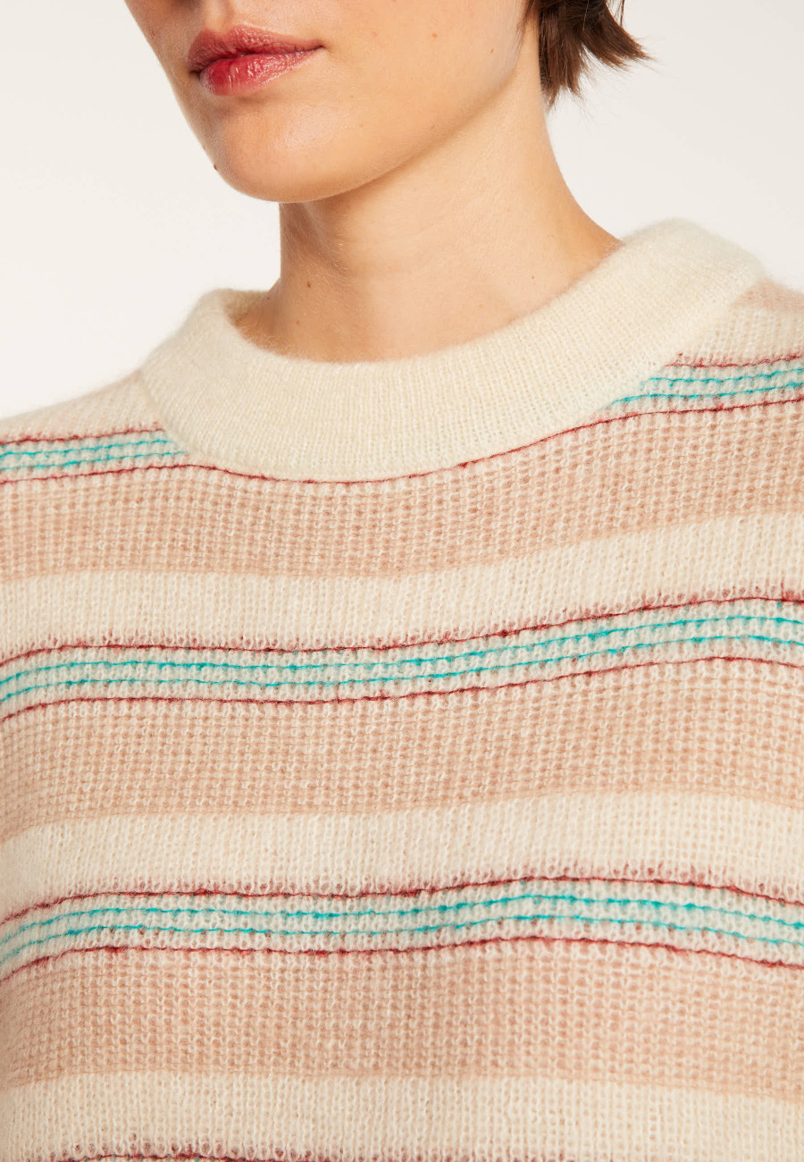Round-neck striped mohair sweater - Charly