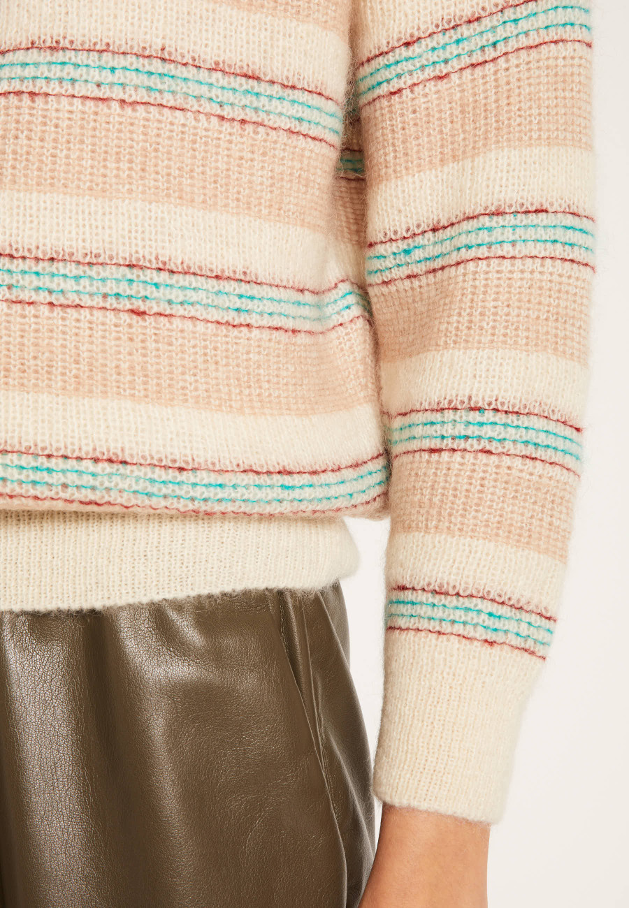 Round-neck striped mohair sweater - Charly