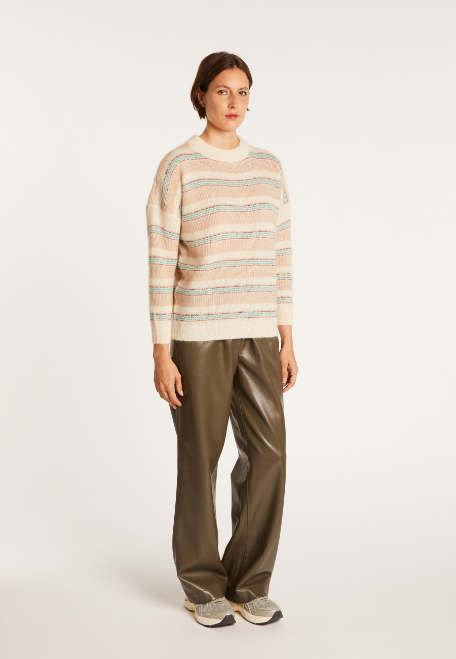 Round-neck striped mohair sweater - Charly