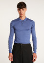 Polo manches longues en laine mérinos - Beryl 6143 saphir - 48 Bleu roi