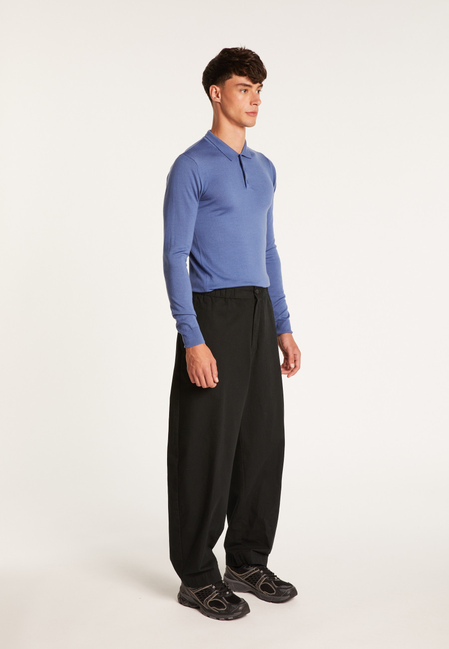 Long-sleeved merino wool polo shirt - Eni