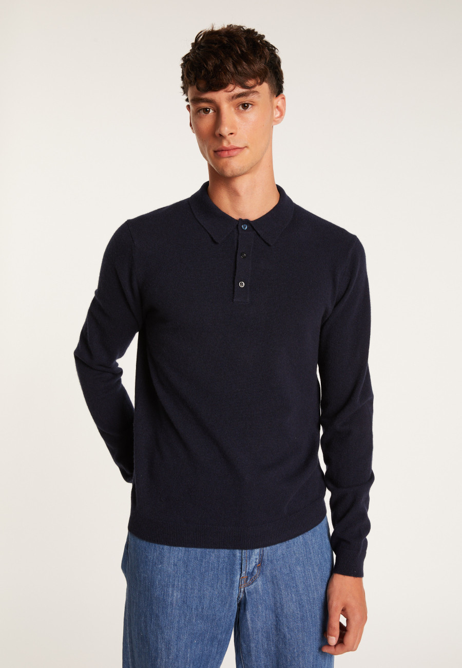 Jumper with polo collar in cashmere - Emerson
