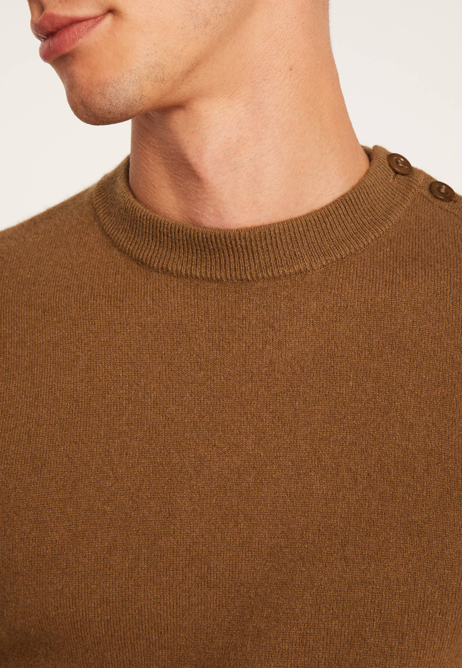 Button shoulder 4-ply cashmere jumper - Bonifas