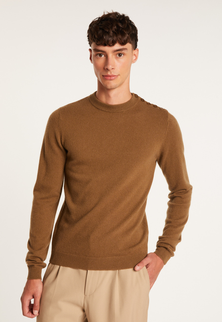 Suéter de cashmere com botões nos ombros - Bonifas