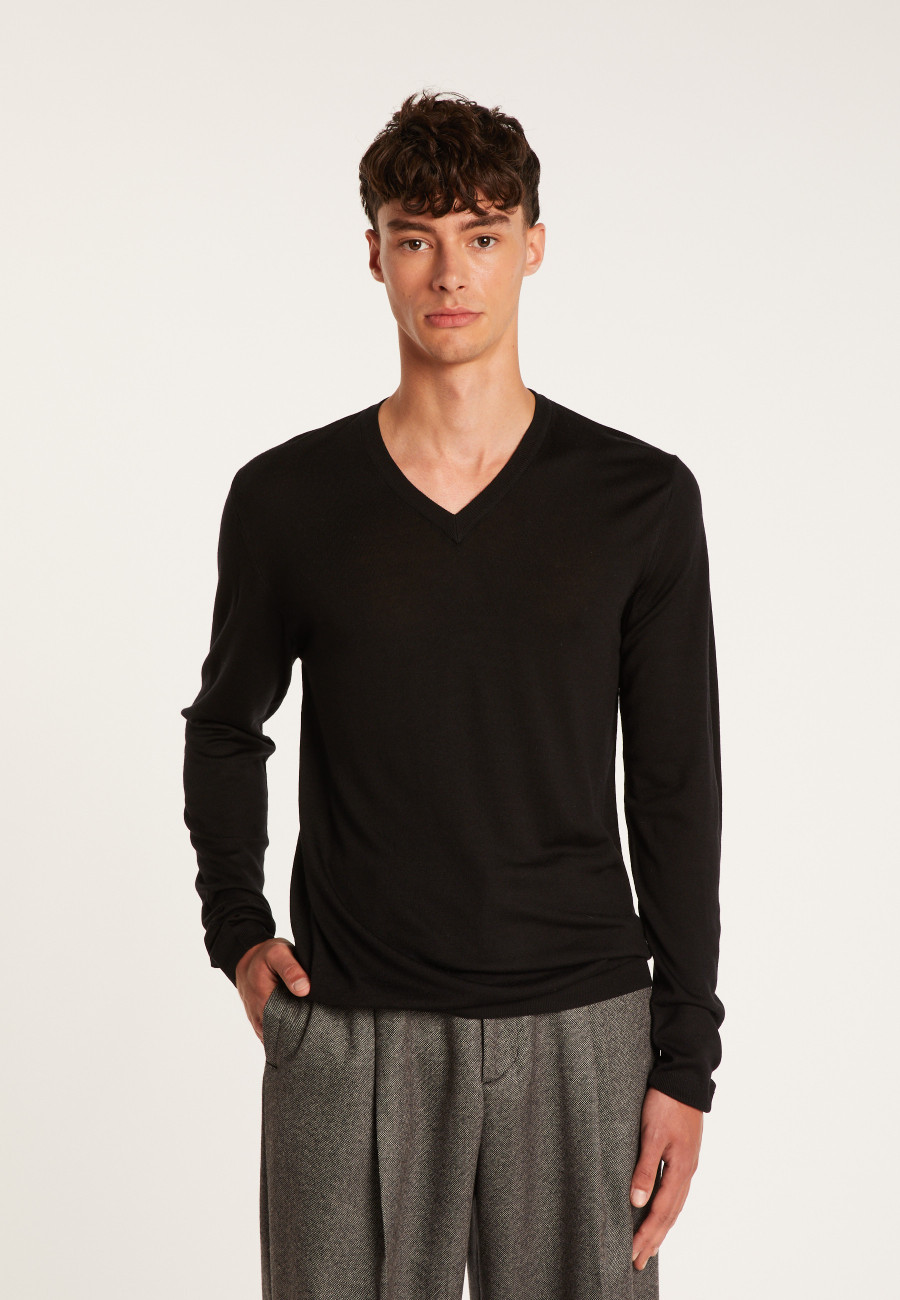 Pull col V en laine mérinos - Elmo