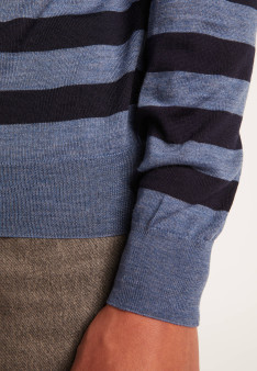 Striped wool sweater with high neck collar - Lazar