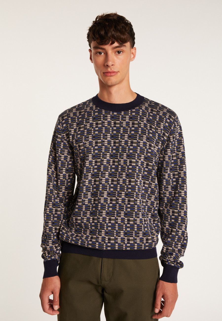 Graphic cotton and wool sweater - Lorente