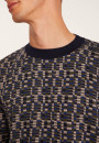 Pull graphique en coton et laine - Lorenzo 7126 marine/dune/ombre/bronze/rivage - 05 Bleu marine