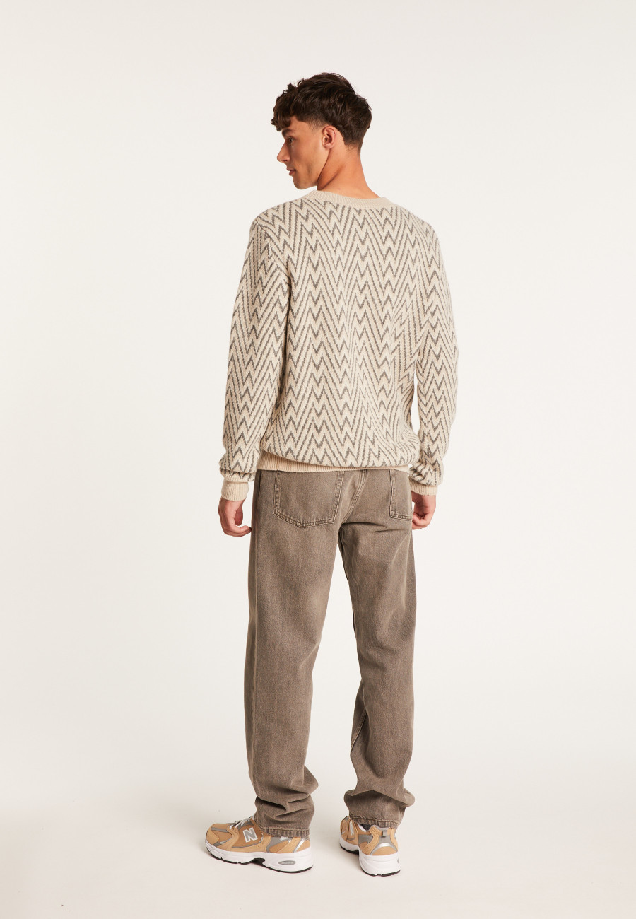 Herringbone pattern sweater in wool and Alpaca - Luka