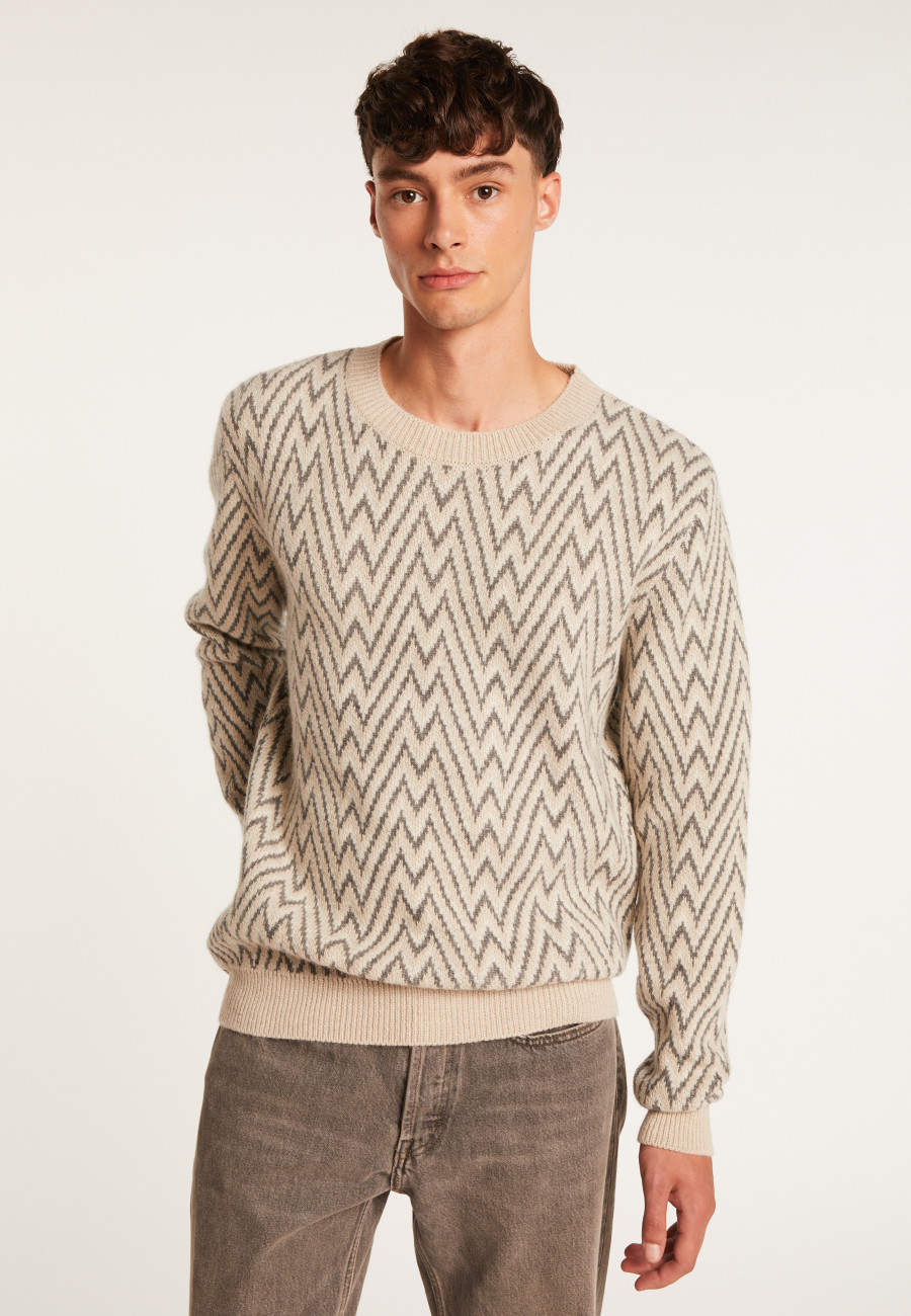 Herringbone pattern sweater in wool and Alpaca - Luka