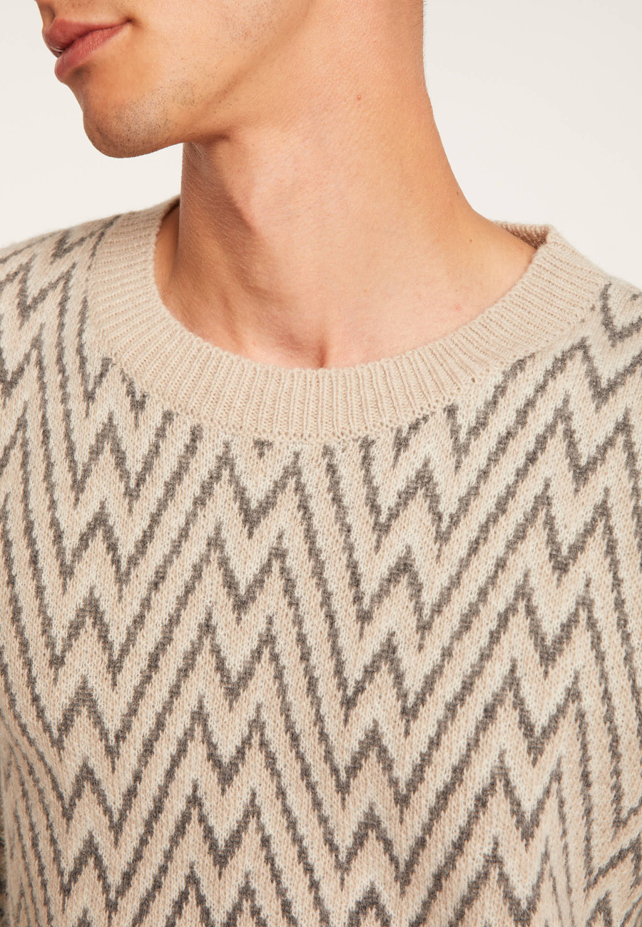 Herringbone pattern sweater in wool and Alpaca - Luka