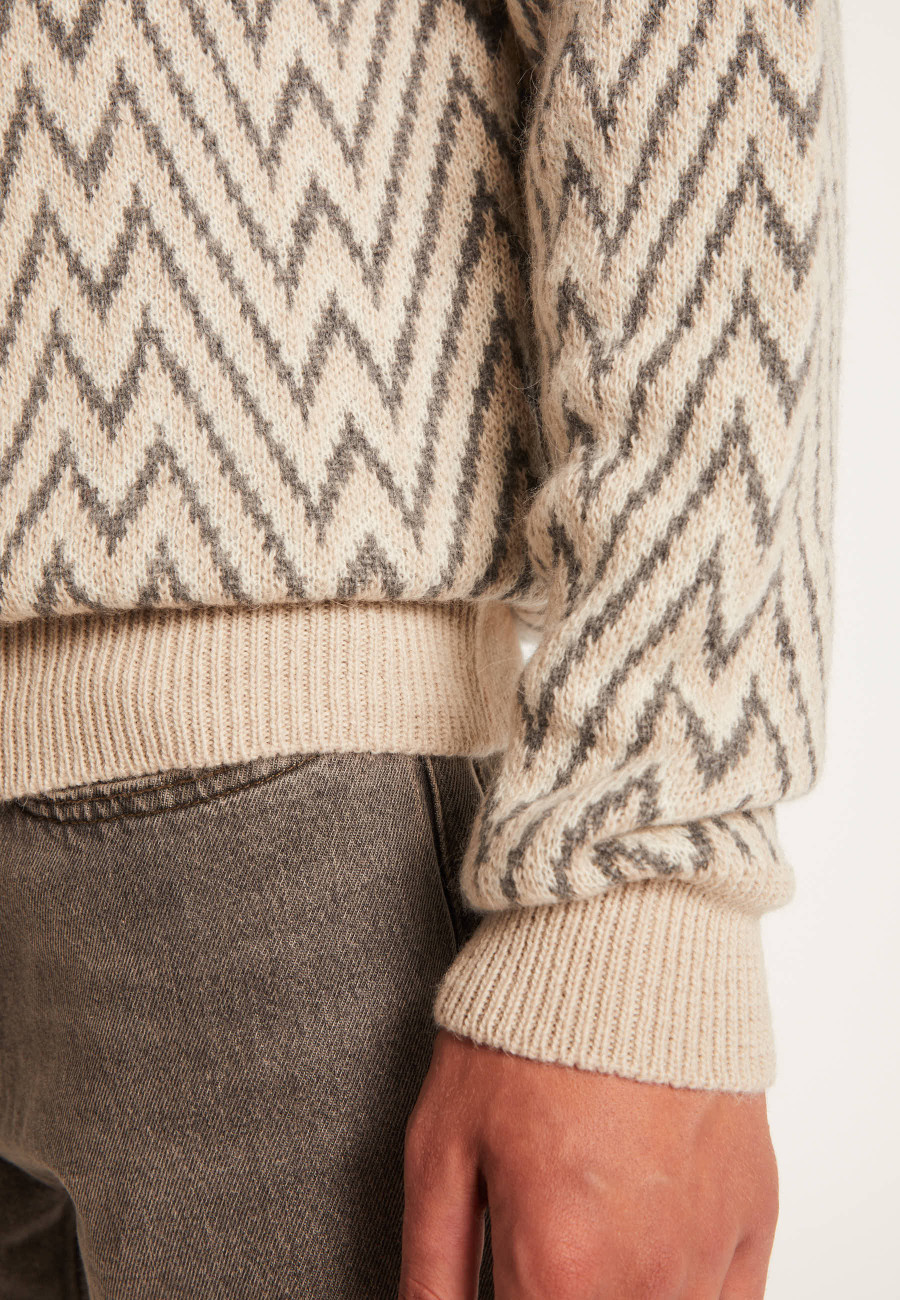 Herringbone pattern sweater in wool and Alpaca - Luka