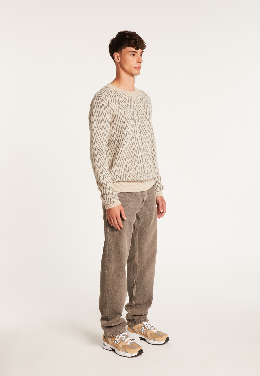 Herringbone pattern sweater in wool and Alpaca - Luka