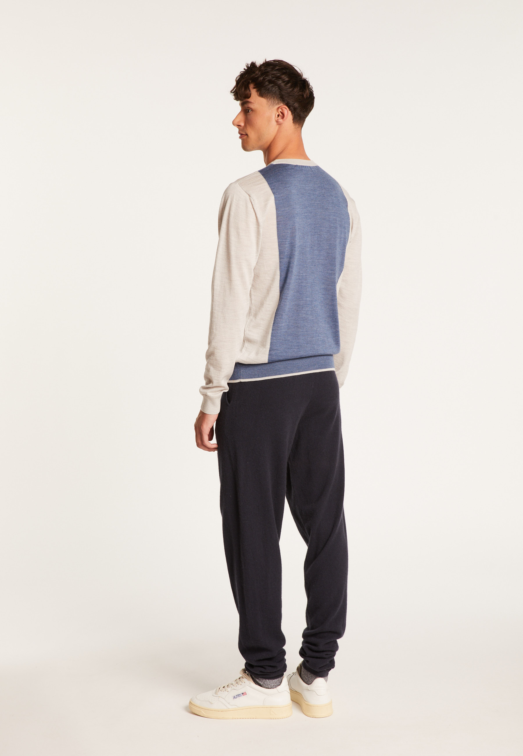 Pull bicolore en laine - Lasso 7147 baltique/marine - 05 Bleu marine