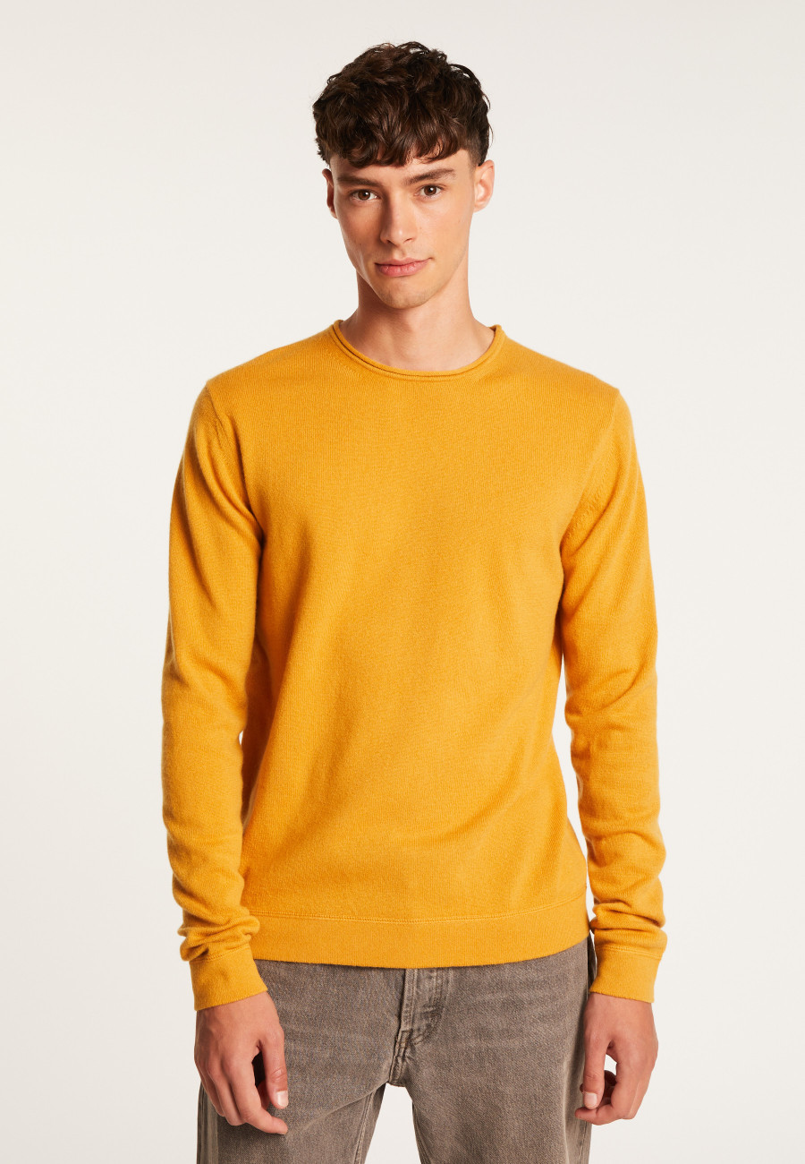 Round-neck cashmere sweater with rolled finishes - Ernest
