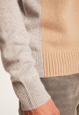 Pull en cachemire bicolore manches raglan - Amalfi 7537 gris clair/sable - 13 Beige moyen