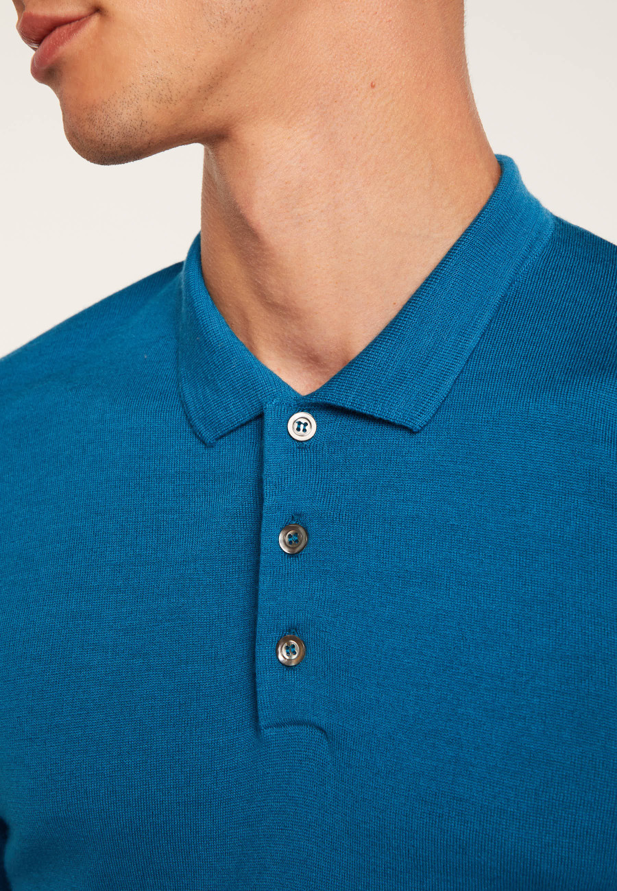 Merino wool sweater with polo collar with logo - Eni