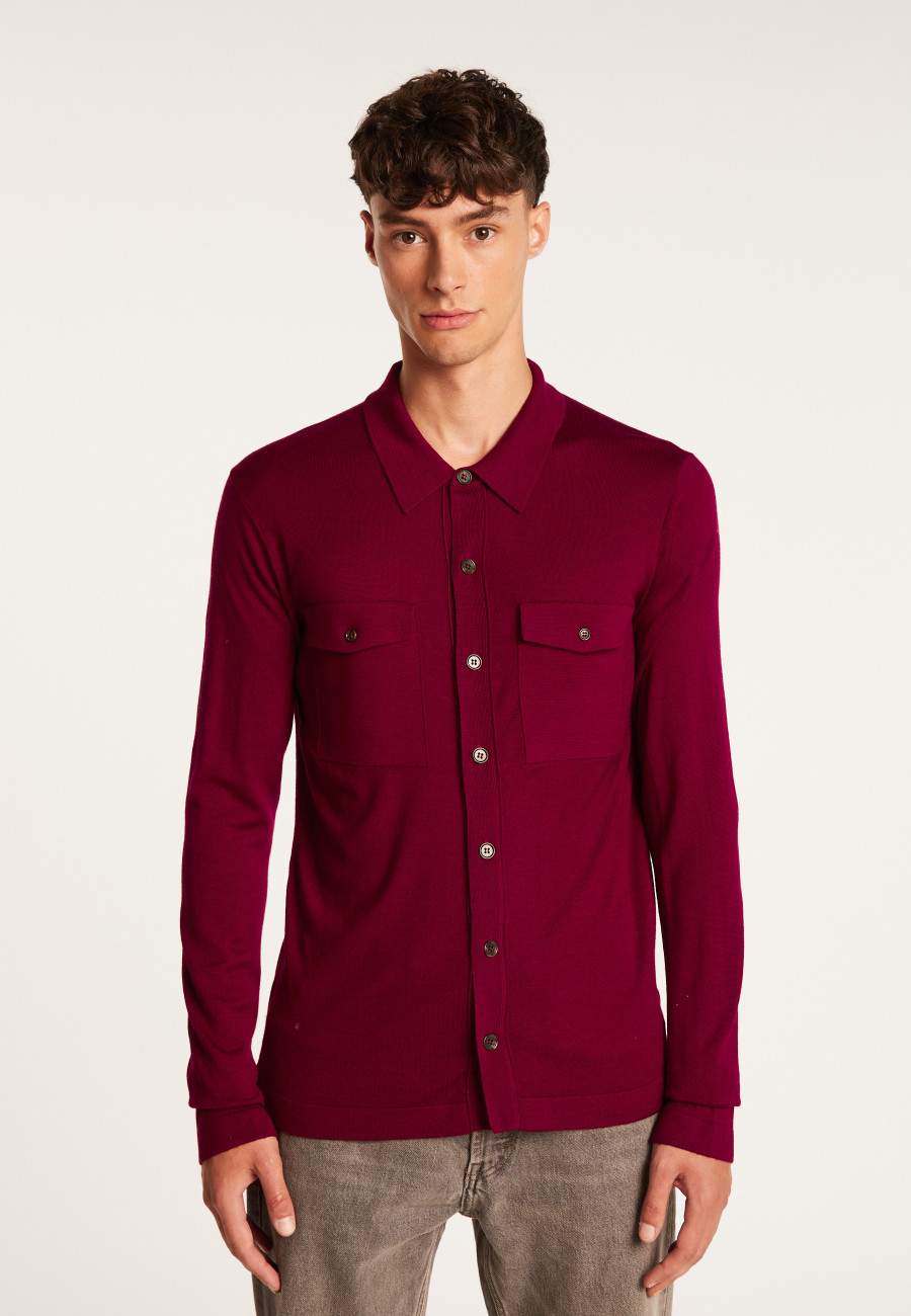 Surchemise à poches plaquées en laine mérinos - Andy
