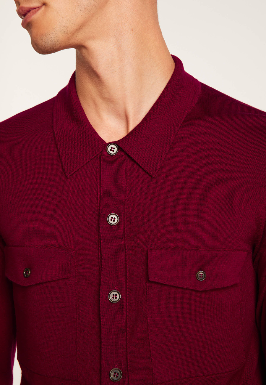 Surchemise à poches plaquées en laine mérinos - Andy