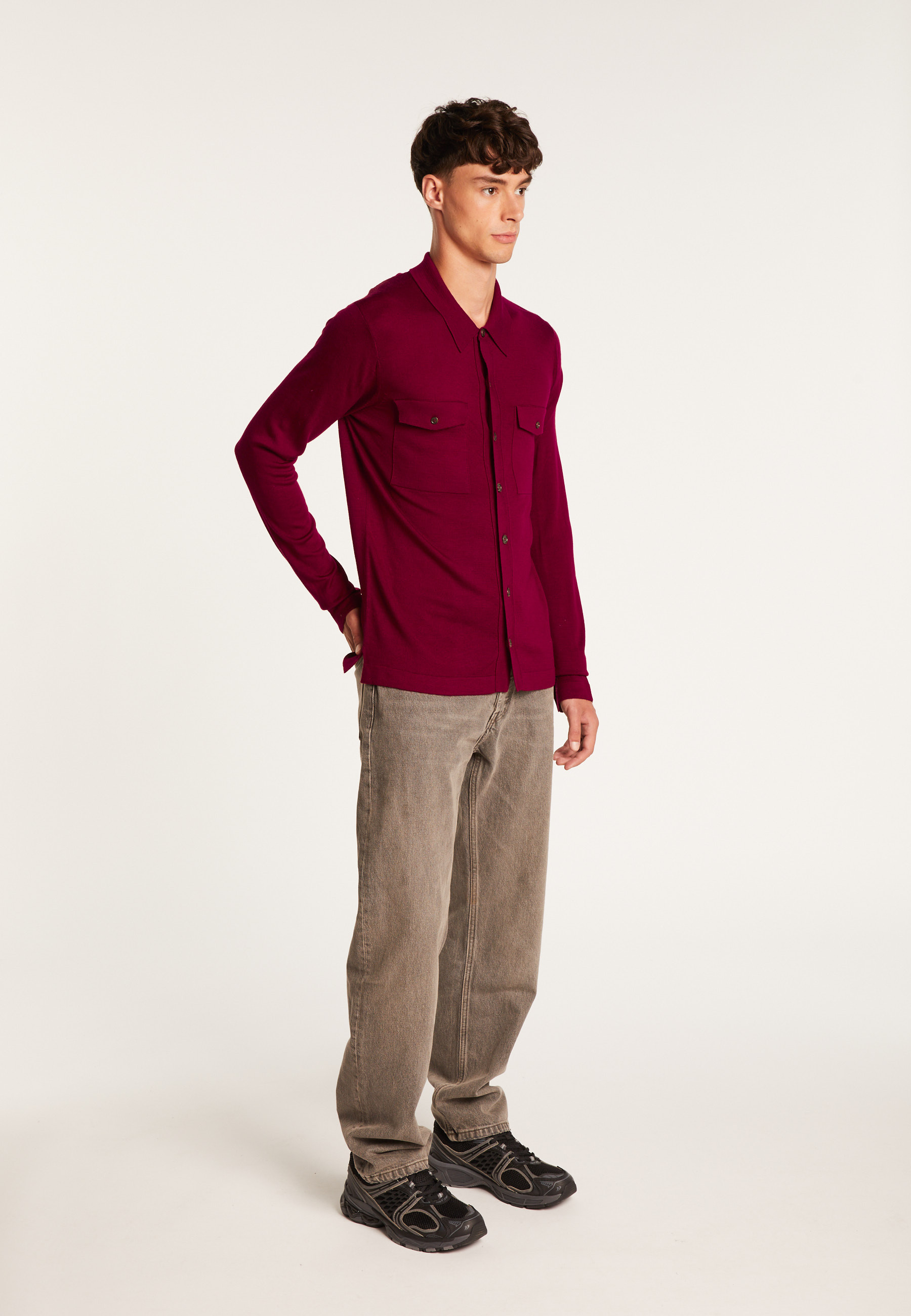 Merino wool patch pocket overshirt - Andy