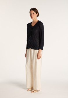 Slub linen cardigan with pockets - Bao