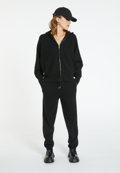 Zipped hooded jacket in 100% cashmere GABIN