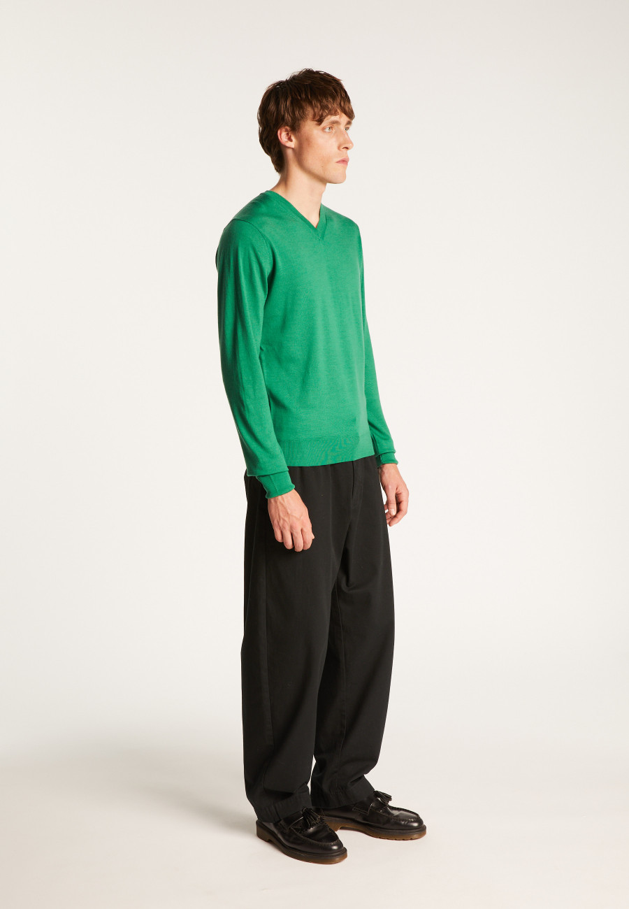 Merino Wool V-Neck Sweater - Elmo