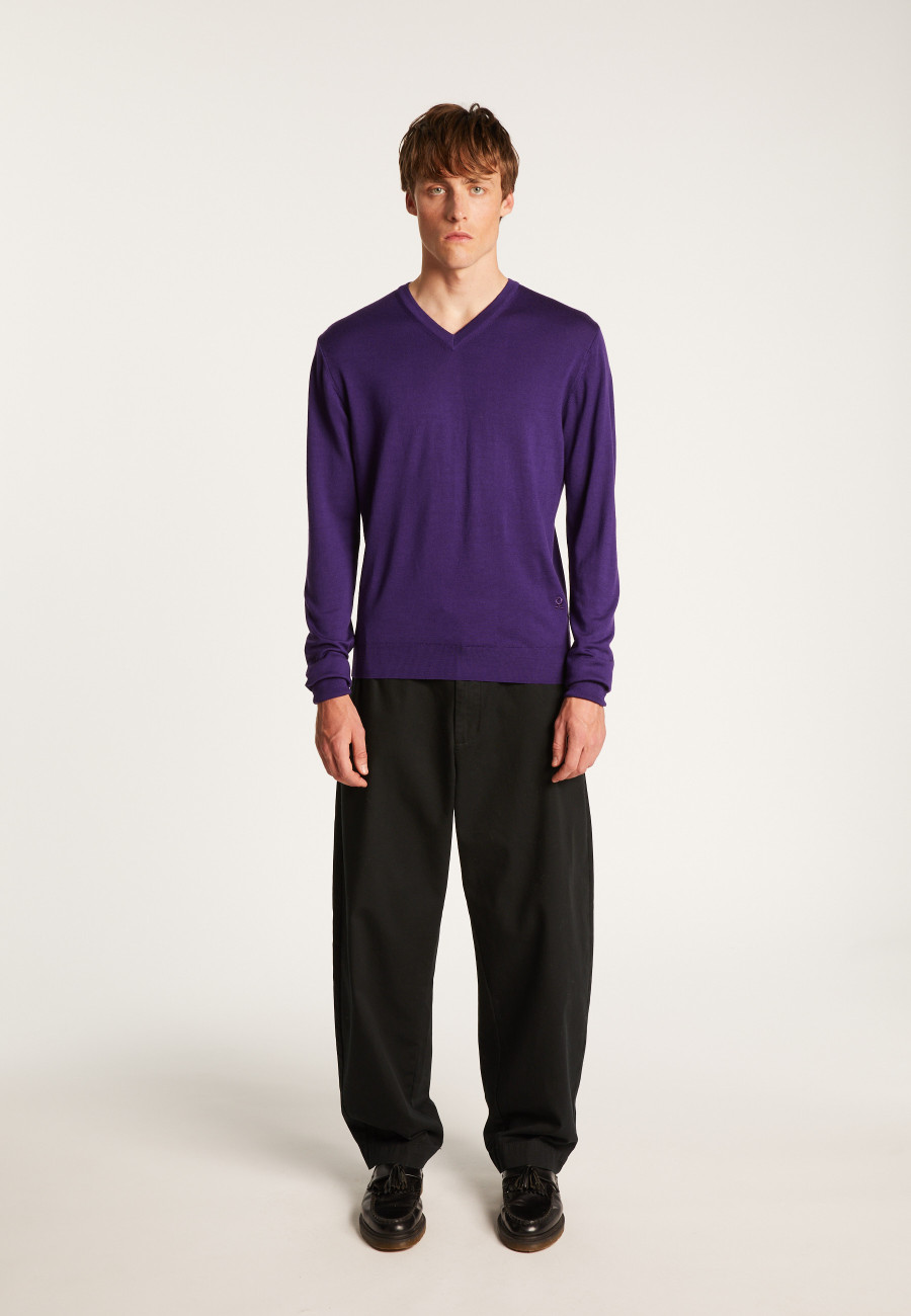 Merino Wool V-Neck Sweater - Elmo