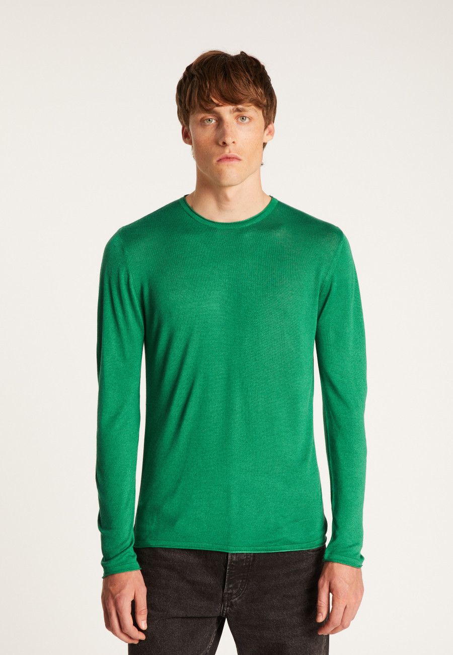 Cashmere bamboo fiber crew neck sweater - Taffy