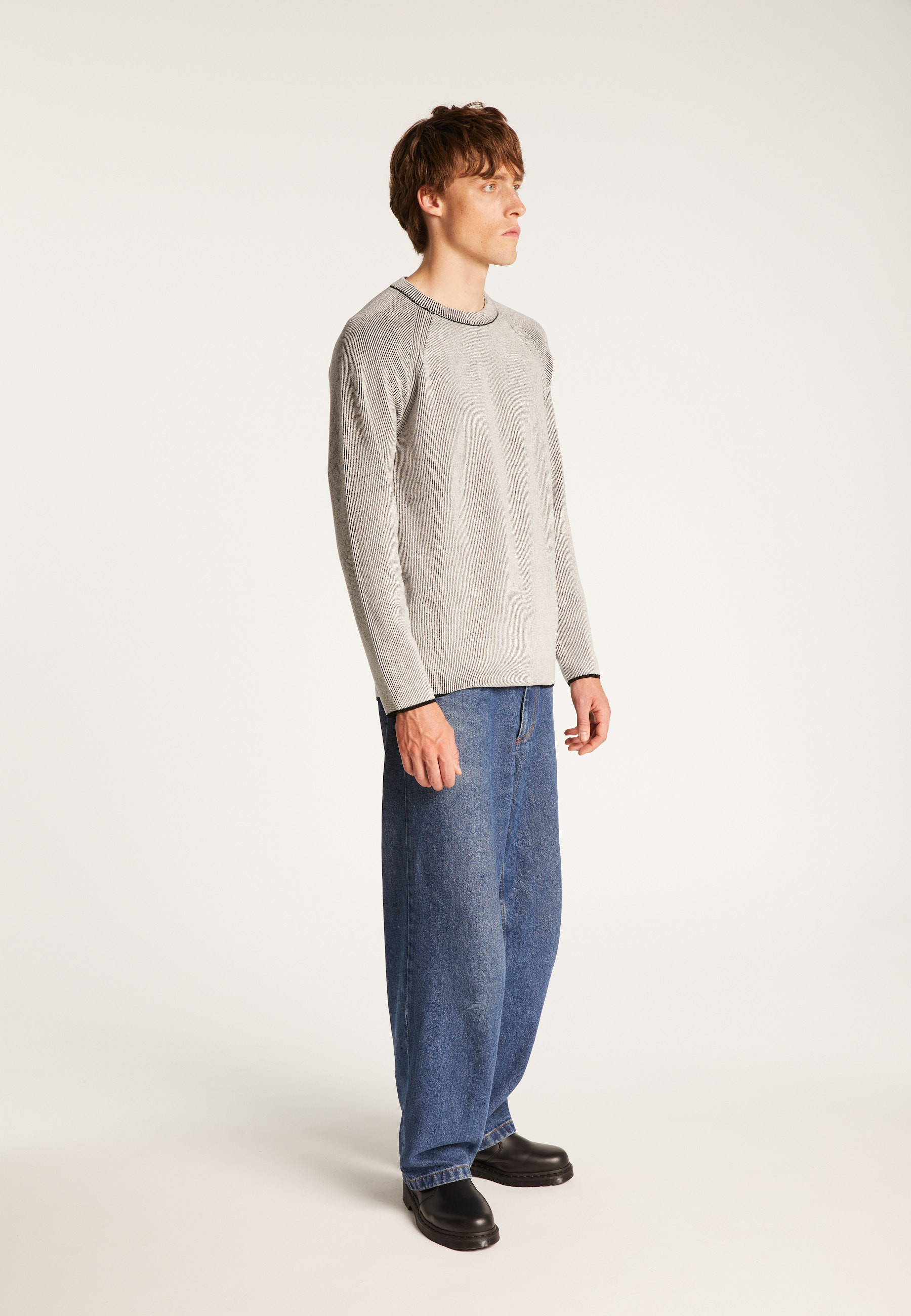 Pull col rond en laine velours  - Tino
