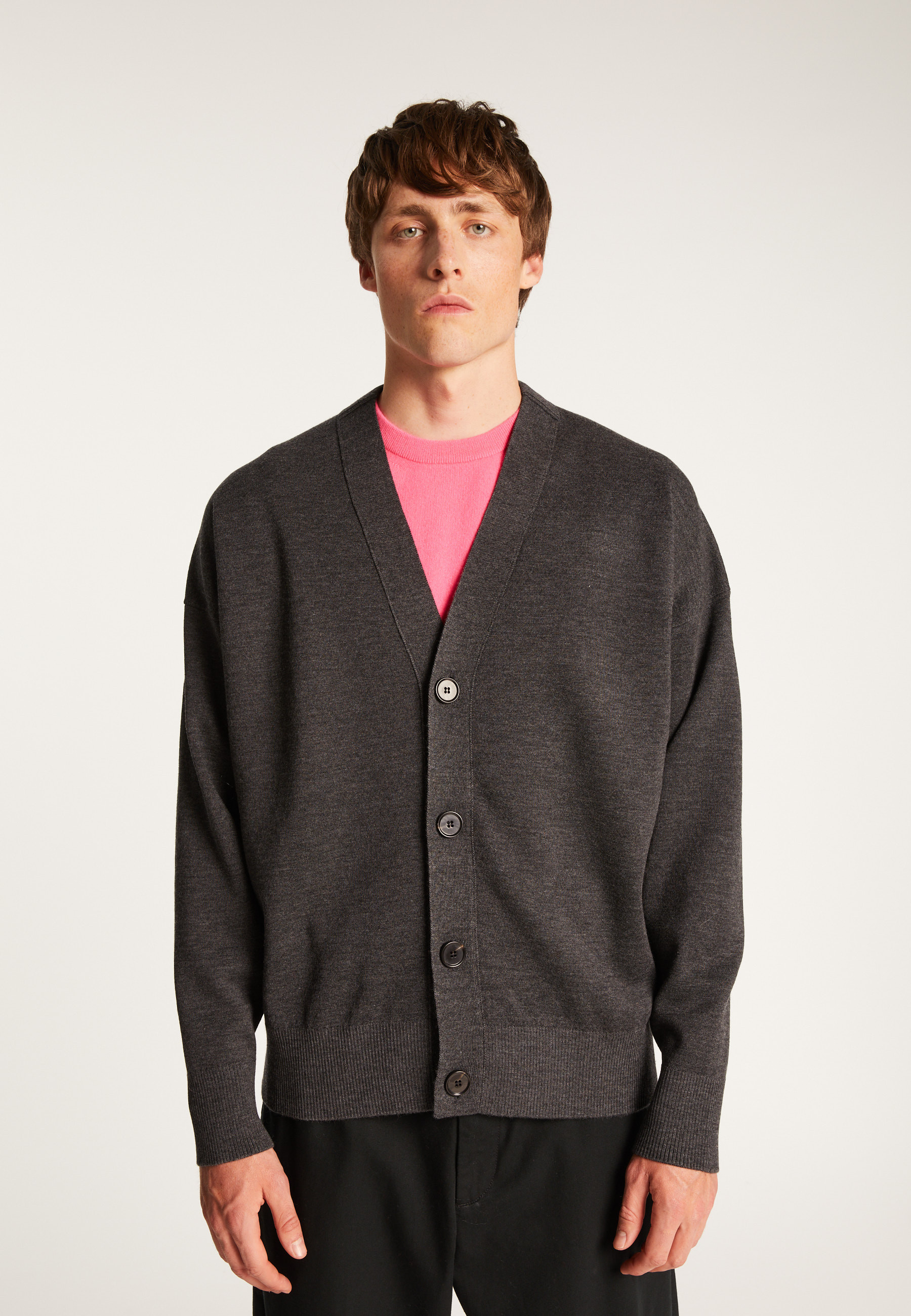 Gilet boutonné bicolore en laine mérinos - Tao