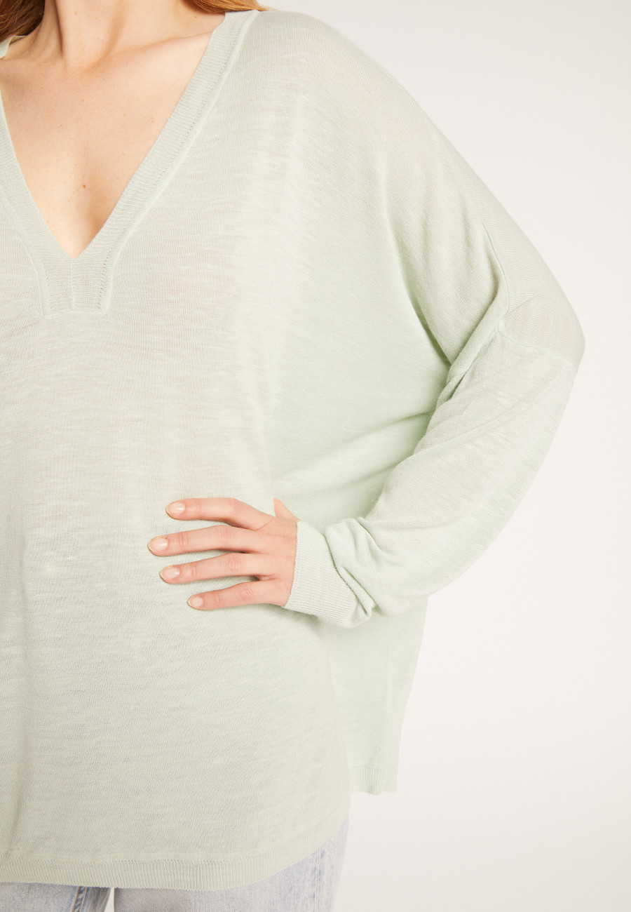 T-shirt oversize col v en lin flammé - Beja