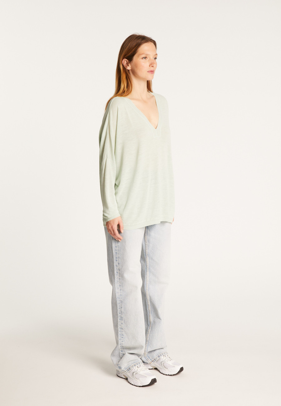 T-shirt oversize col v en lin flammé - Beja