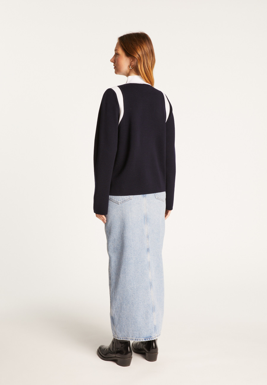 Veste zippée en laine mérinos - Reine