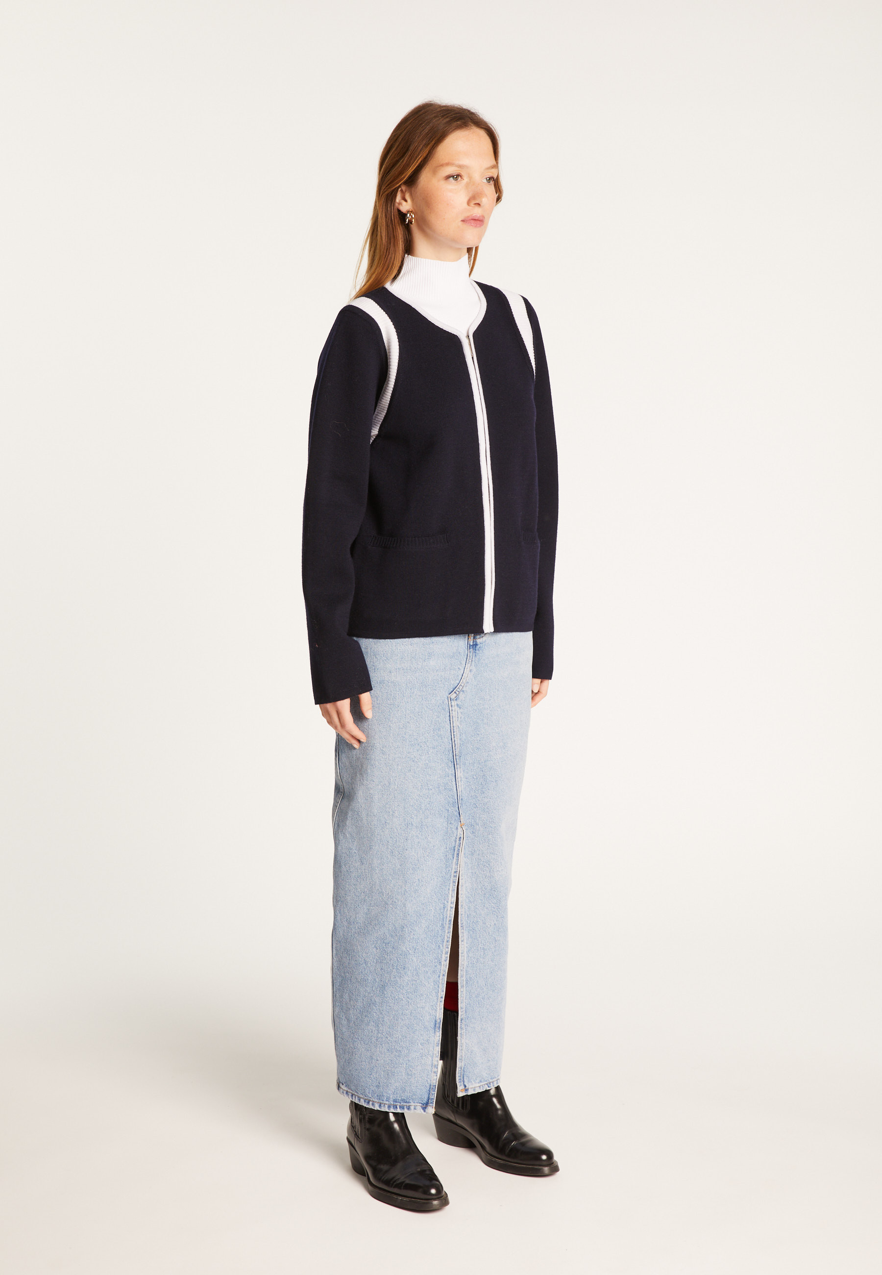 Veste zippée en laine mérinos - Reine