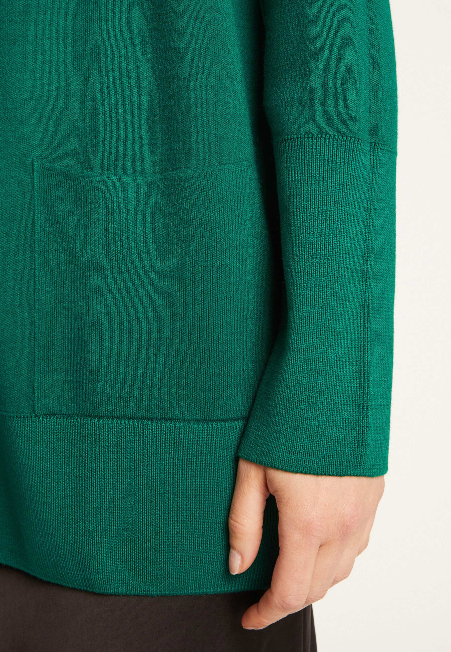 Cardigan longo com decote em V e botões em lã merino - Alister