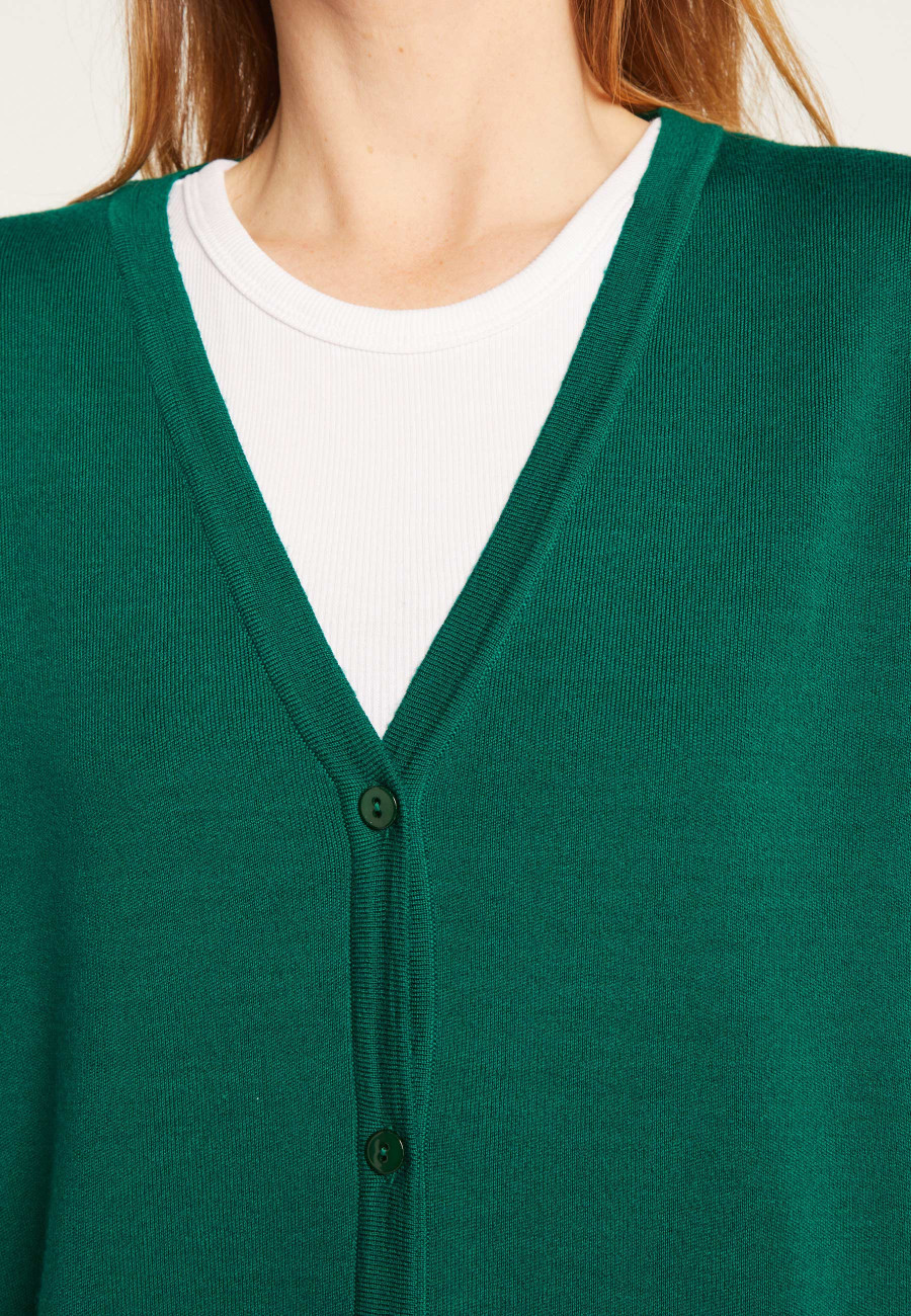 Cardigan longo com decote em V e botões em lã merino - Alister