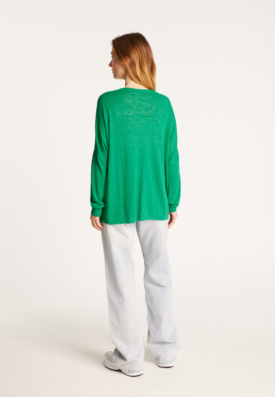 T-shirt ample col v en lin flammé - Beja