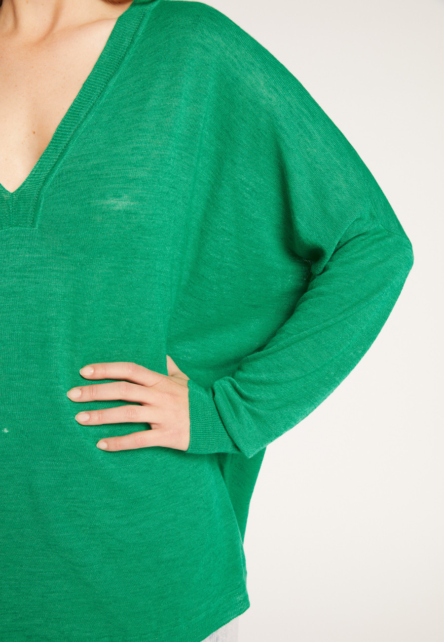 T-shirt ample col v en lin flammé - Beja