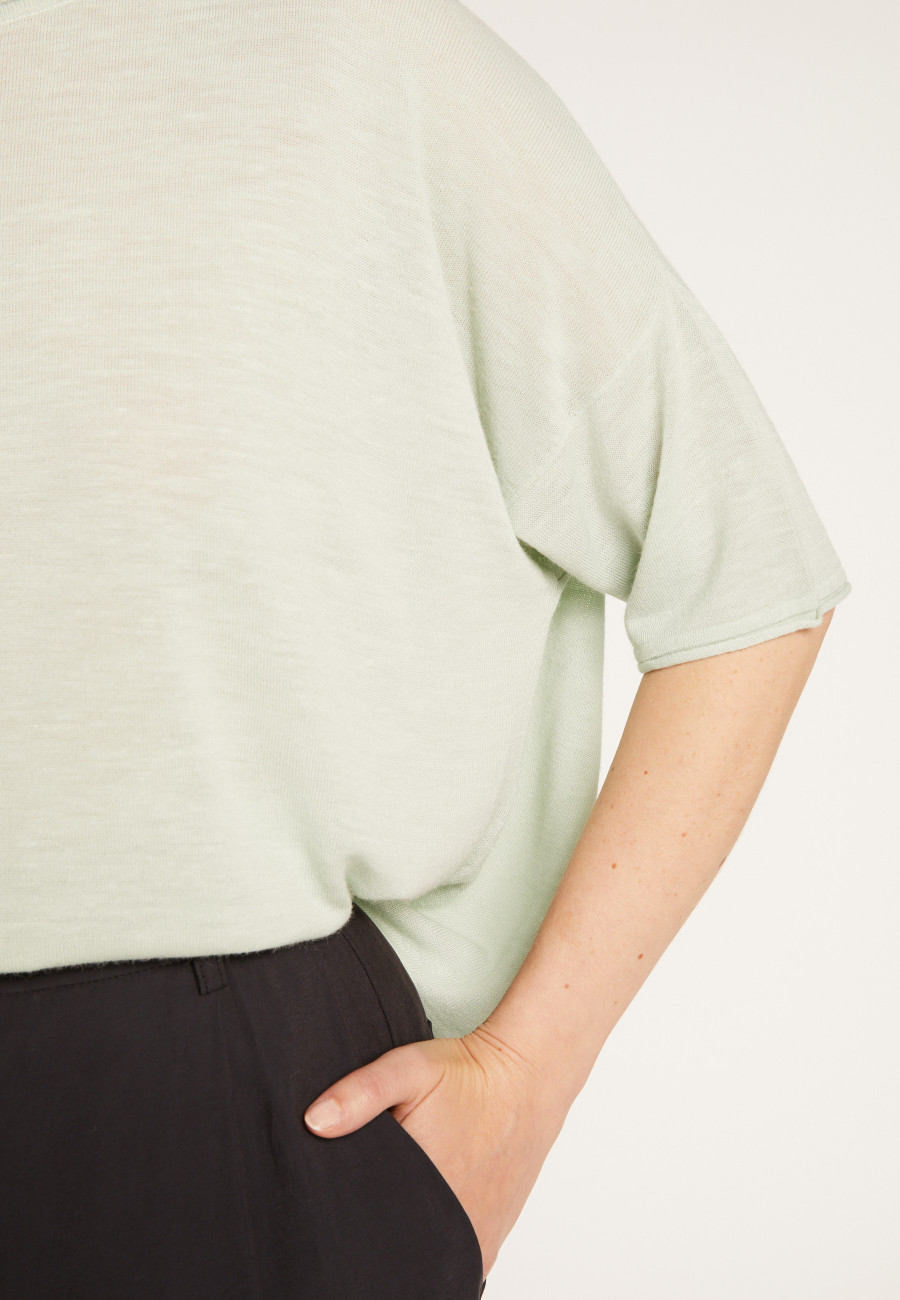 T-shirt ample manches coudes en lin flammé - Taslim