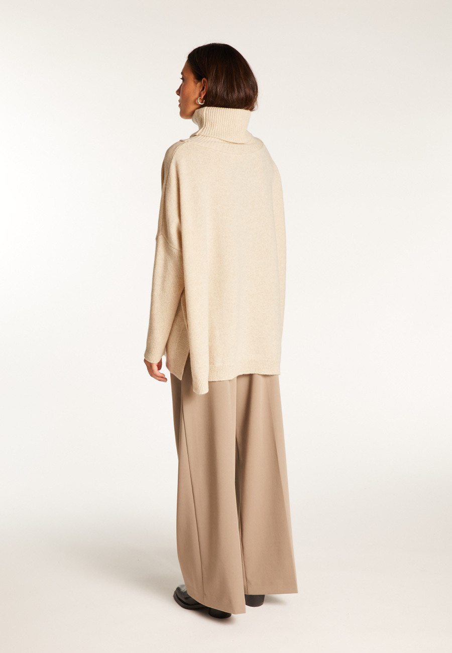 Pull oversize col roulé laine et cachemire - Clara