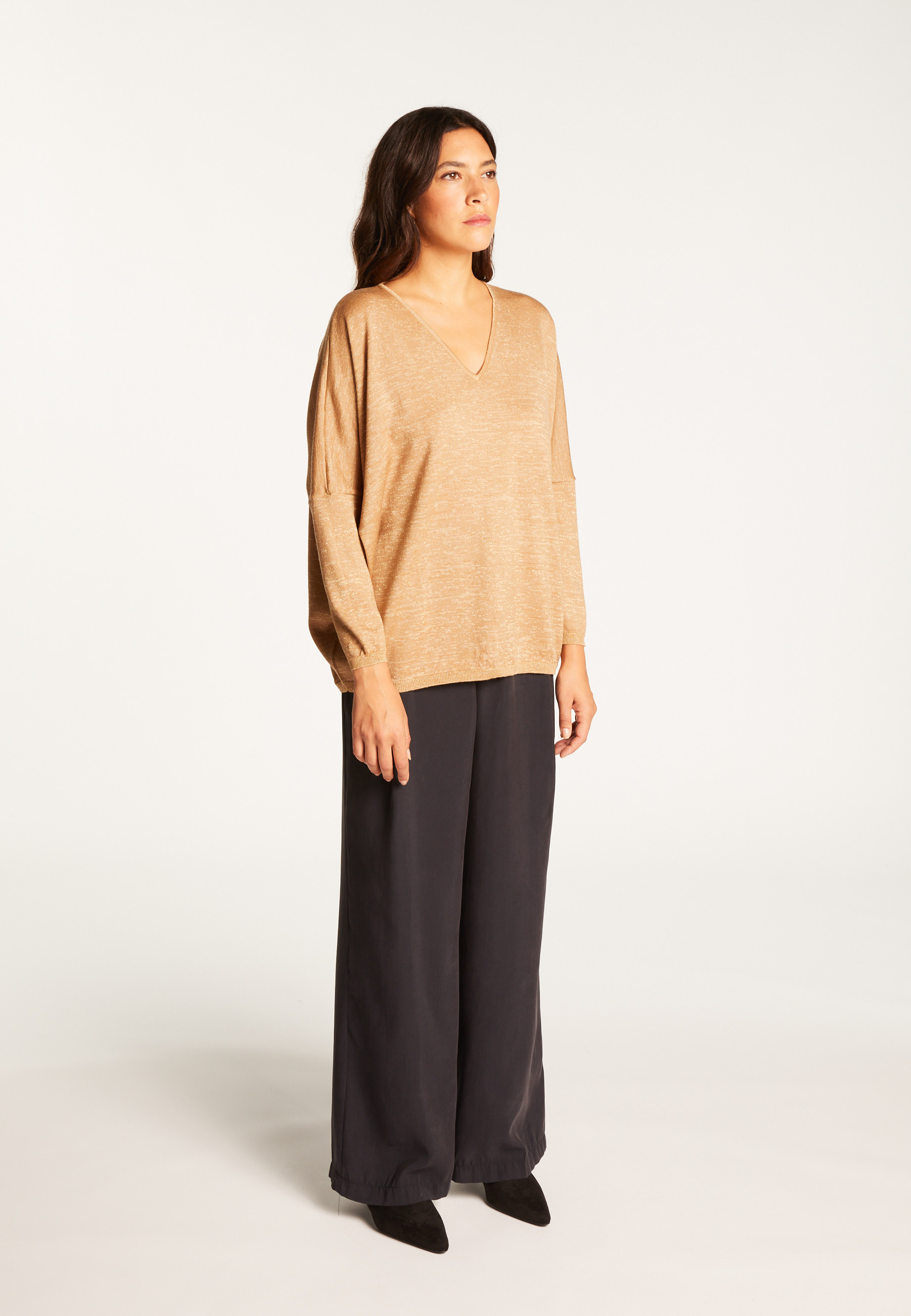 Pull manches chauve-souris en laine et lurex - Boxe Lux