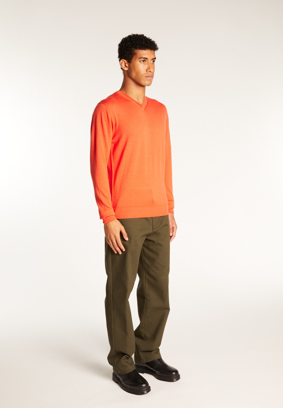 Merino Wool V-Neck Sweater - Elmo