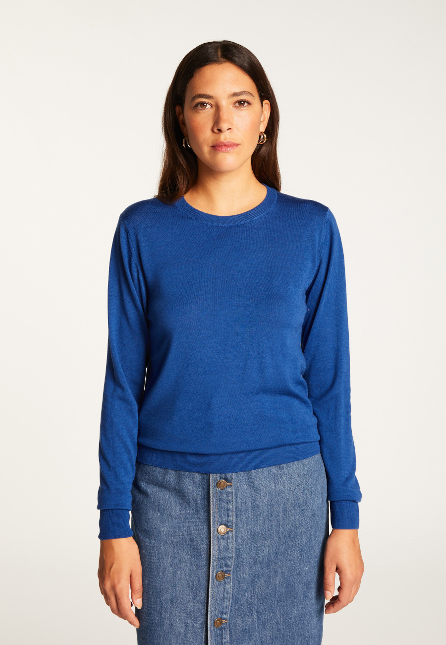 Round neck merino wool sweater - Asena