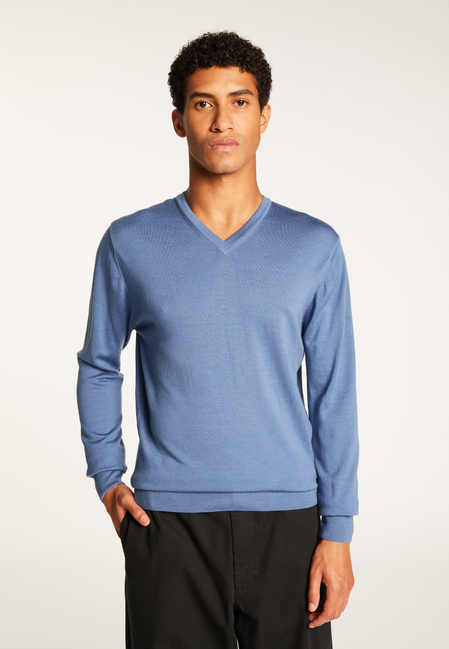 Suéter de lã merino com decote em V - Elmo