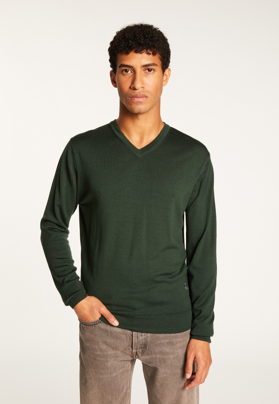 Merino Wool V-Neck Sweater - Elmo