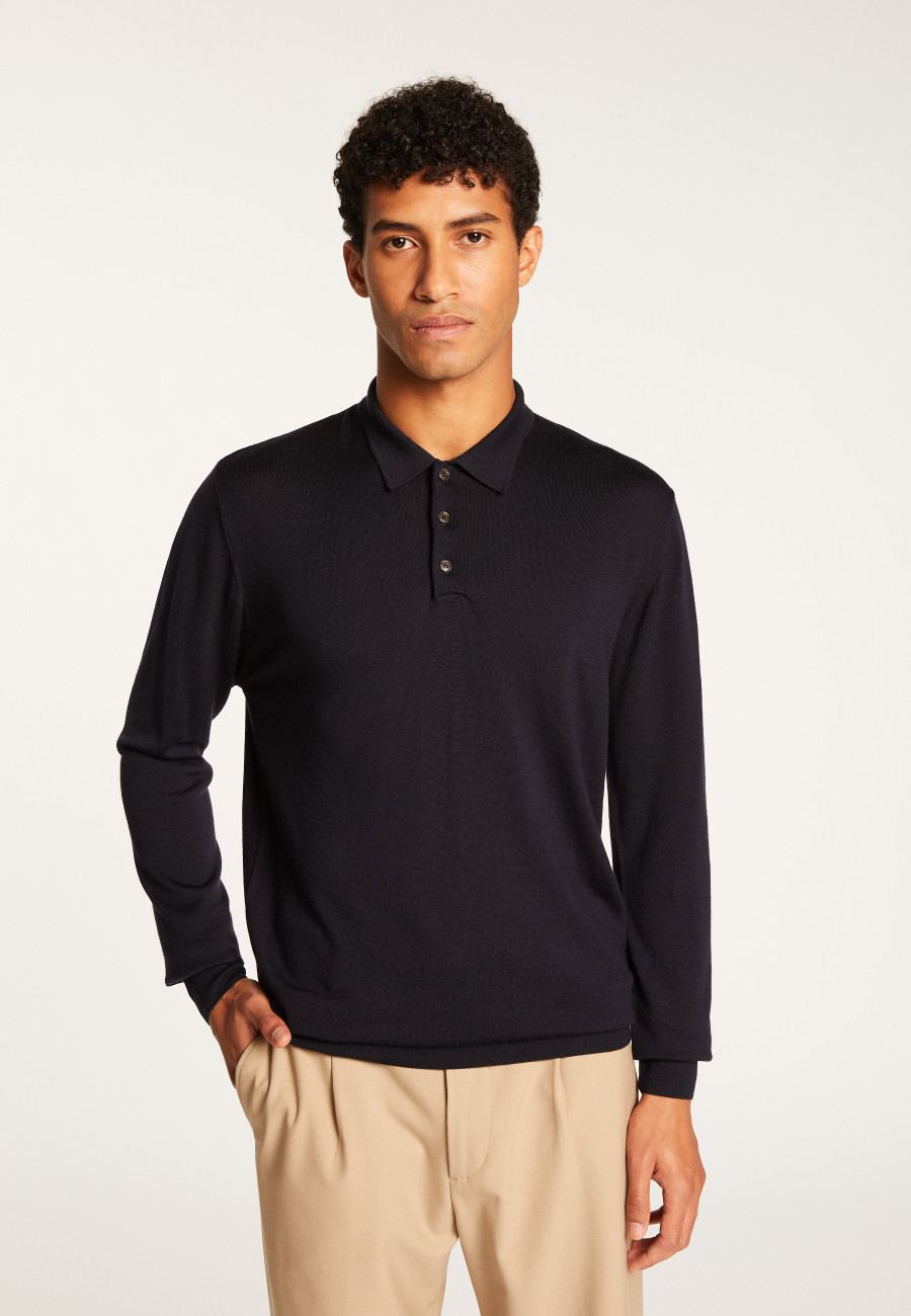Suéter gola polo de lã merino - Eni
