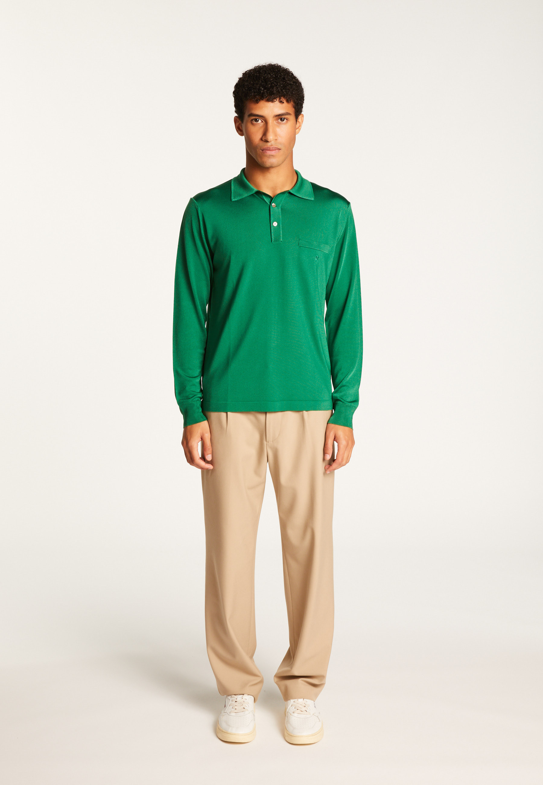 Polo manches longues homme en Fil Lumière Boris 5375 - 06 Bleu moyen