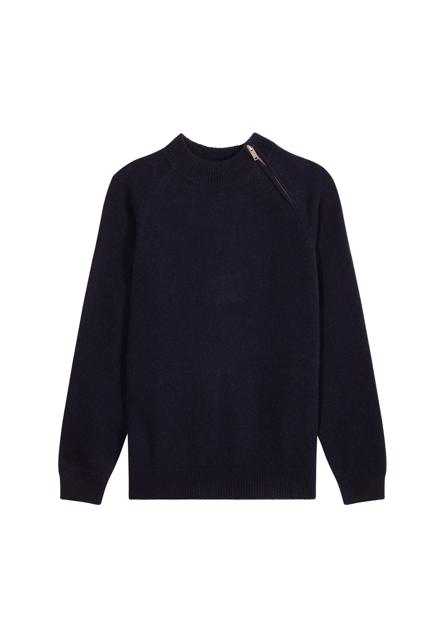 Pull col rond zip épaule en cachemire mélangé - Tiam