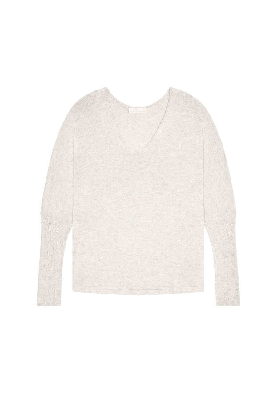 Oversized V-neck T-shirt in bamboo cashmere fiber - Rica